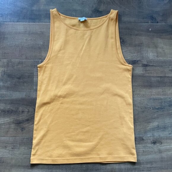 J.Crew Women’s Tank Top Medium Mustard Yellow Sleeveless 100% Cotton Casual Basi - Picture 1 of 5